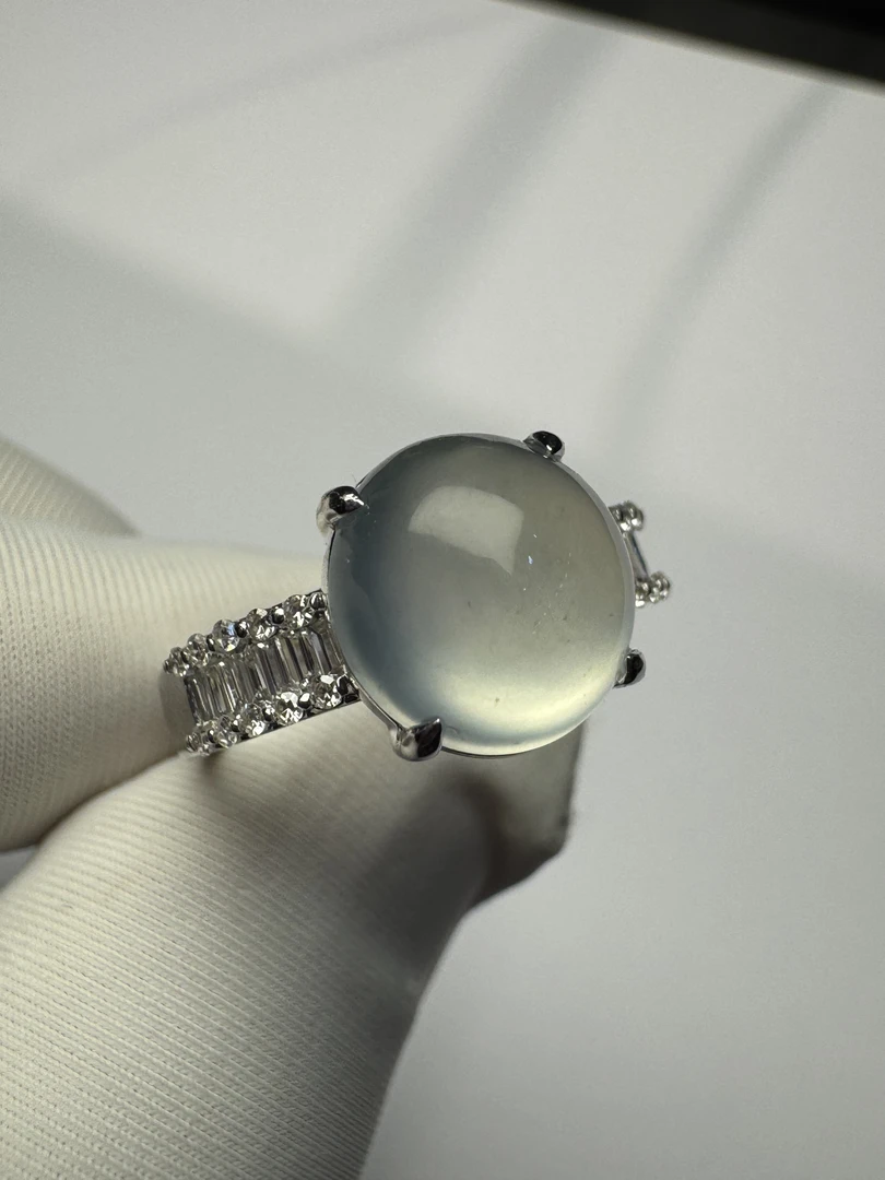 玻璃种蛋面戒指完美