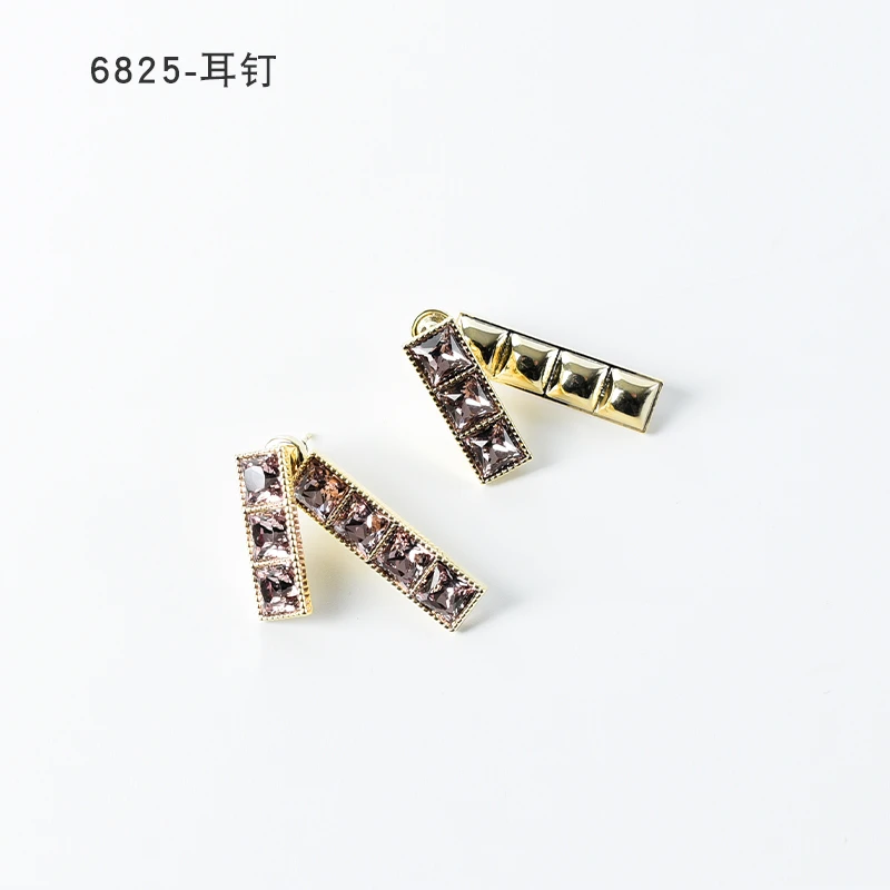铜合金耳饰 简约镶嵌个性气质耳环小众设计高级感耳钉耳饰～6825