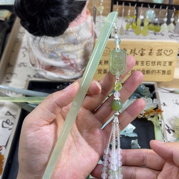 蛇纹石玉合金发饰8