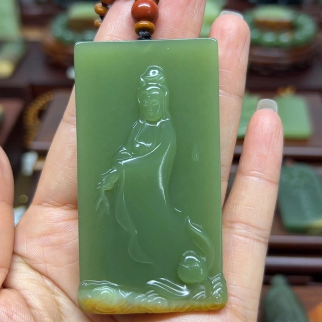 【闪购商品】颈饰未镶嵌岫岩河磨玉（透闪石质玉）丁*五观音