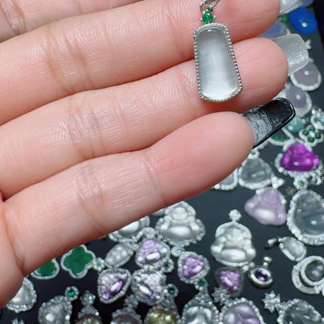 吊坠(不含链)银S925镶嵌石英质玉