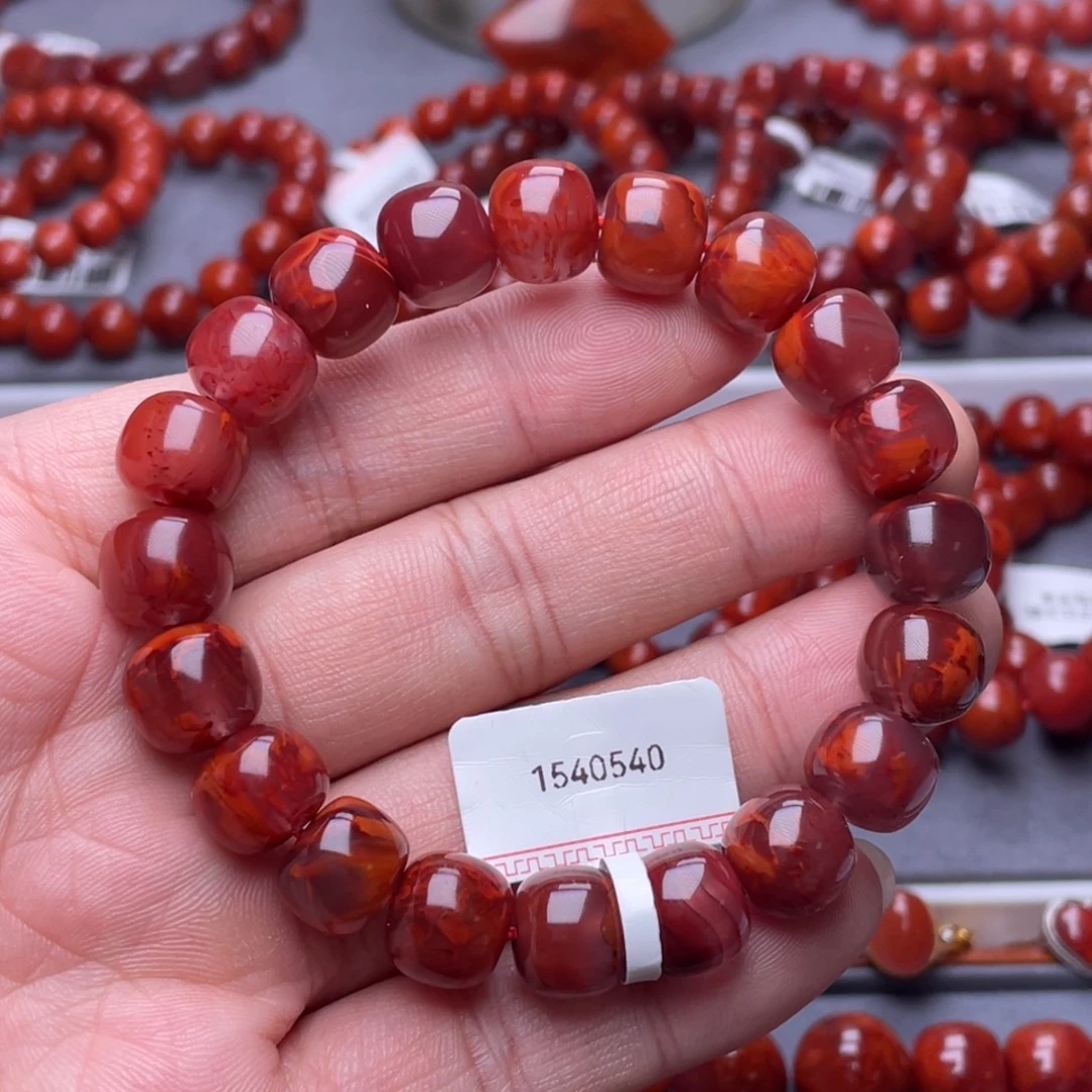 南红玛瑙未镶嵌南红玉石11mm瓦西全品原矿牛血火焰纹老型手串
