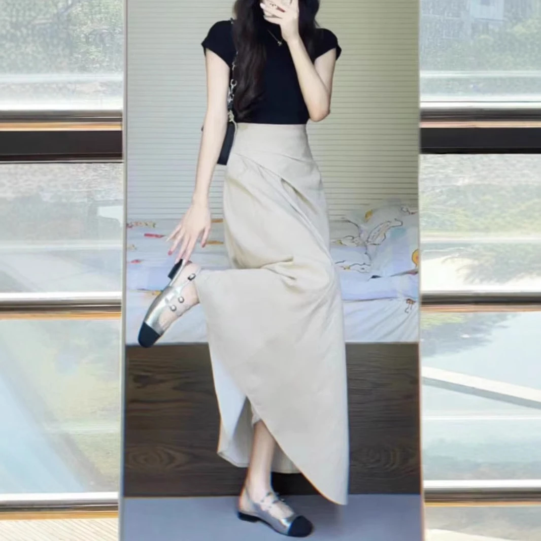 夏装搭配一整套韩系松弛感夏天减龄时尚穿搭高腰半身裙子两件套装