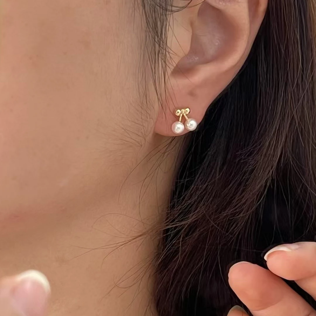 合金无非金属耳饰 Cuddle手作 小樱桃耳钉 优雅精巧