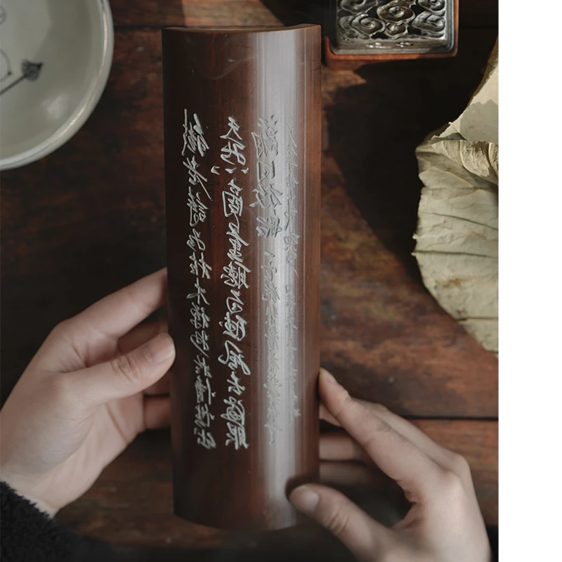 老煤竹手工竹雕臂搁枕腕 文房四宝书房装饰摆件