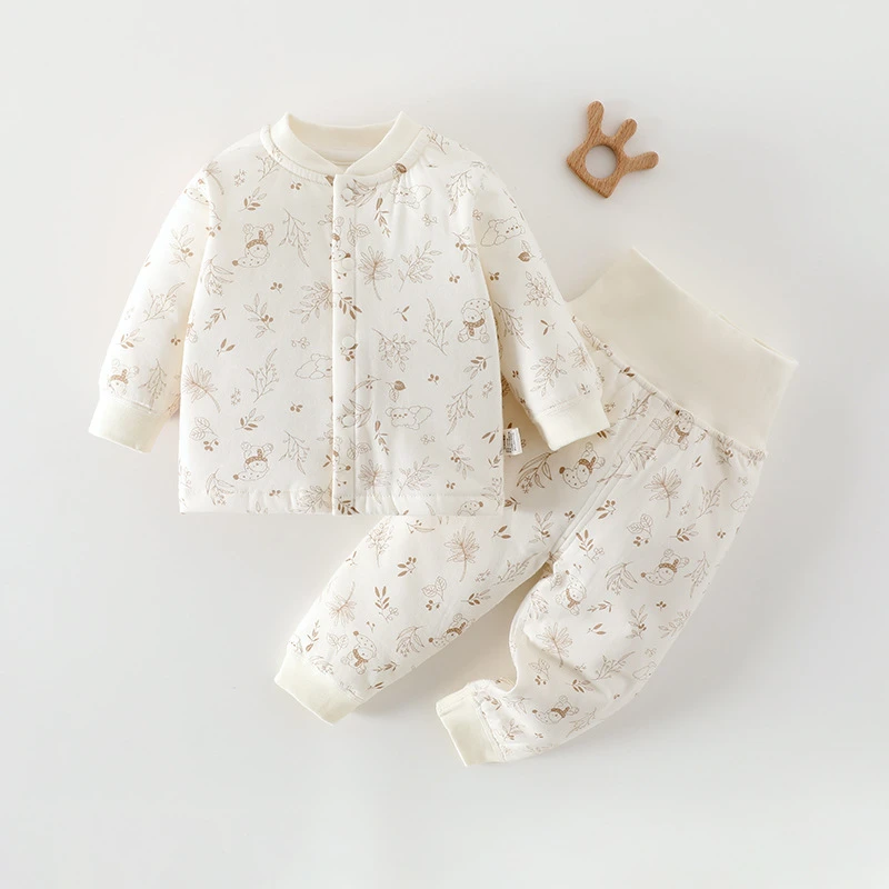 冬季宝宝棉袄分体套装新生婴儿衣服秋冬棉服满月夹棉保暖两件套