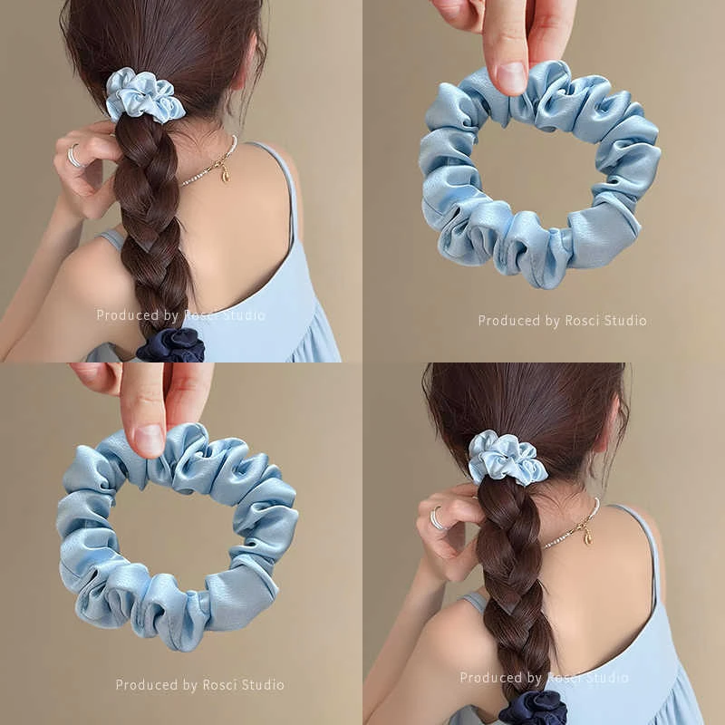 韩系温柔百搭小肠发圈女高级感缎面皮筋头绳弹力耐用无痕不伤发饰