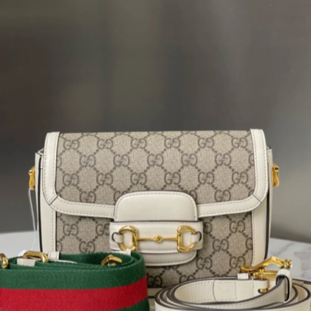 99新 GUCCI/古驰 1955马鞍包清爽白边6839302