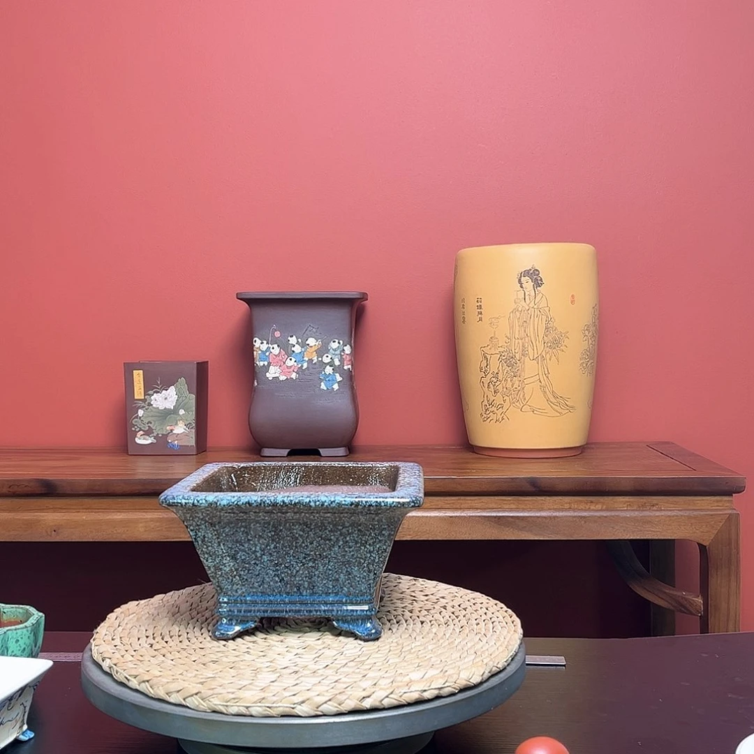 紫砂花盆季**风四方斗笠