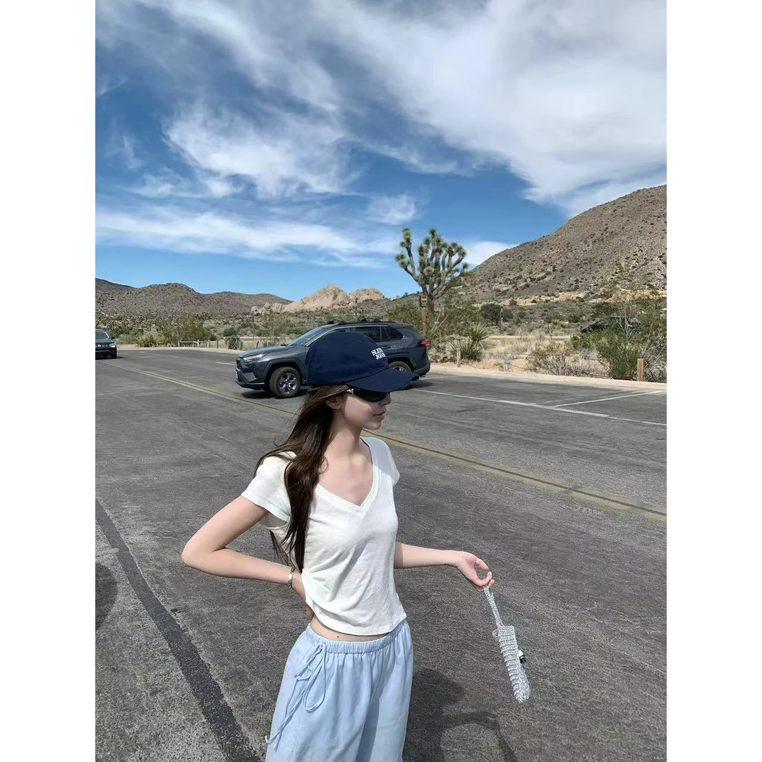 徐秋阳  素色短袖（春季新款)百搭时尚休闲设计感显瘦上衣12039