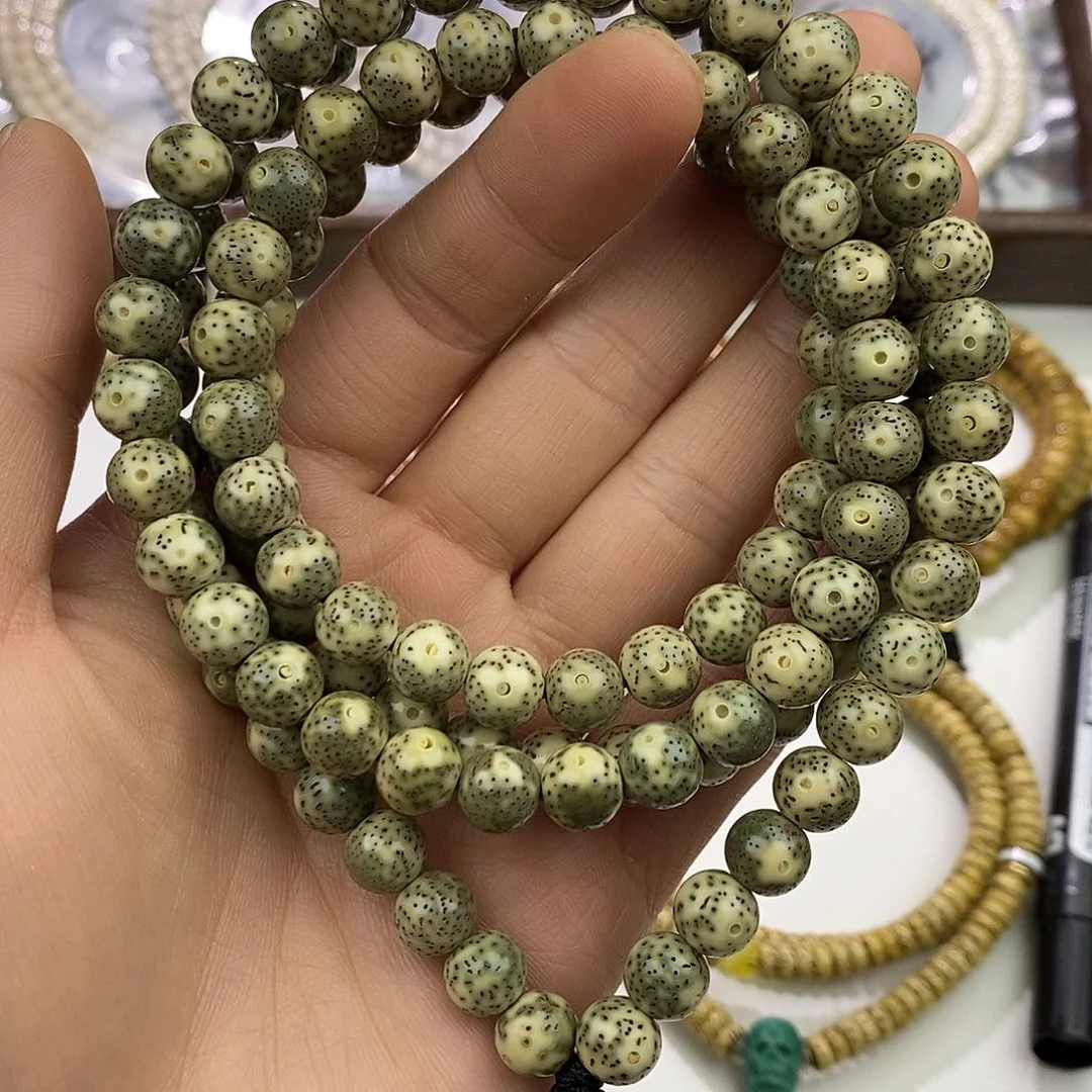 吊坠星月菩提石玉青花瓷圆珠，9mm120颗