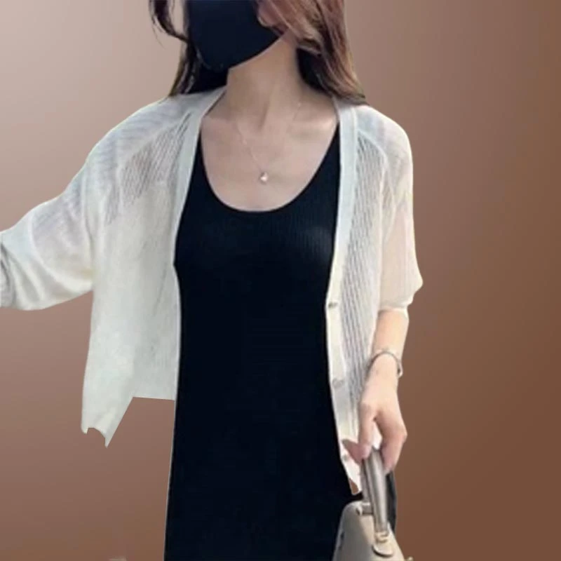 韩版修身显瘦气质独特上衣长袖2025年夏装新款女装外套轻薄防晒衫