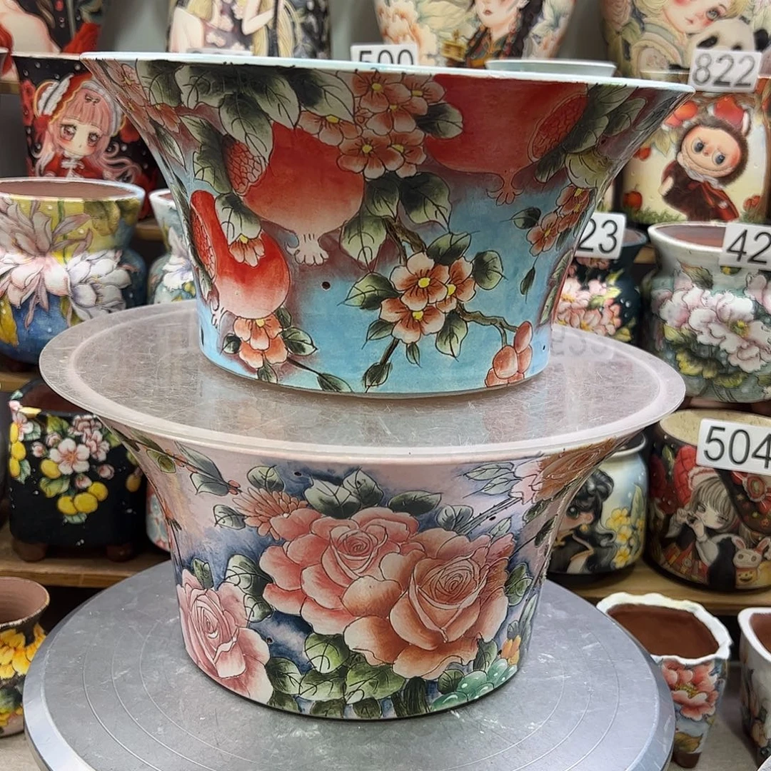 *****景德镇炫彩手绘景德镇陶瓷花盆