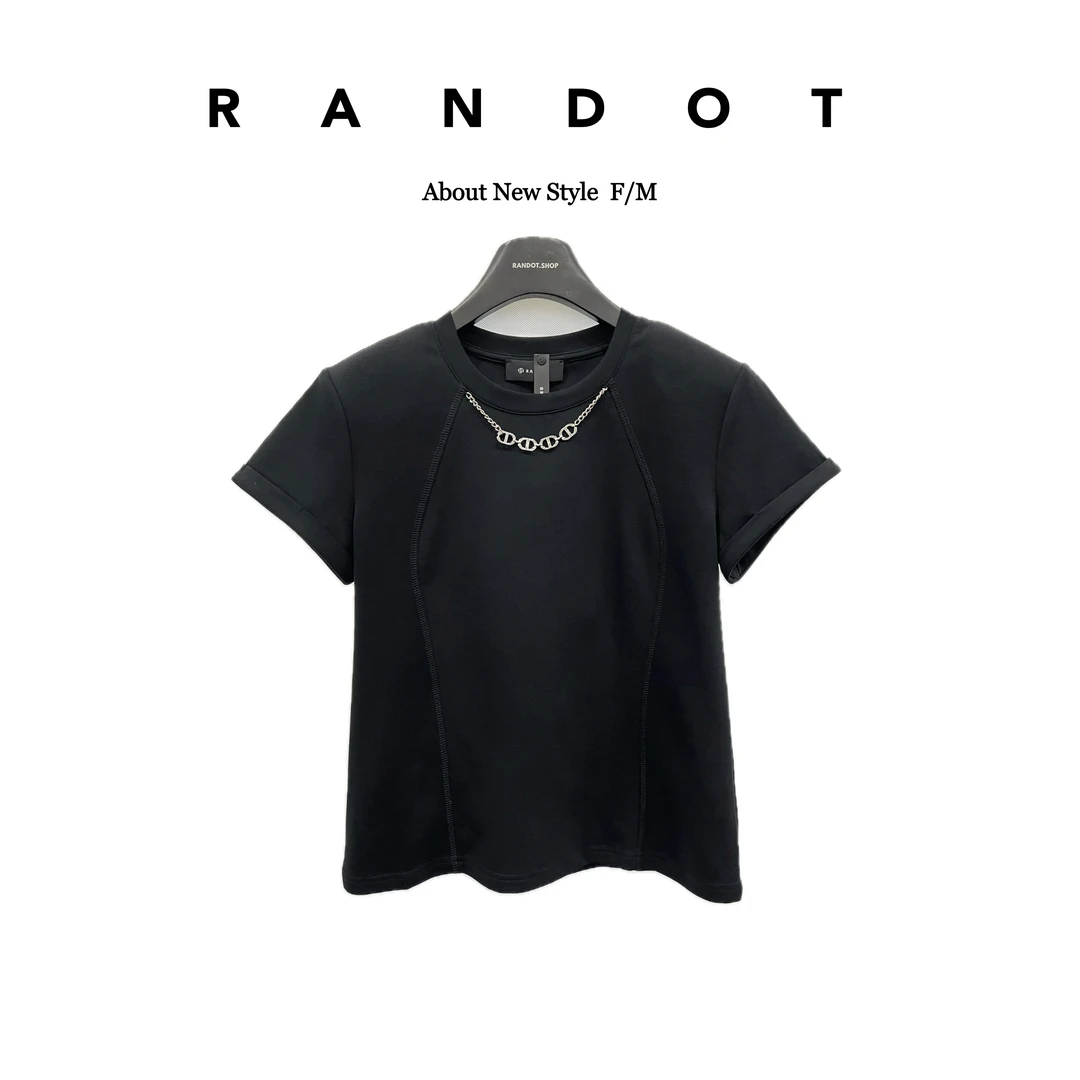 RΛNDOT原创设计师款链条领短袖上衣13973