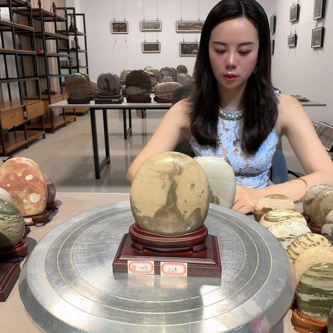 长江画面石精品摆件
