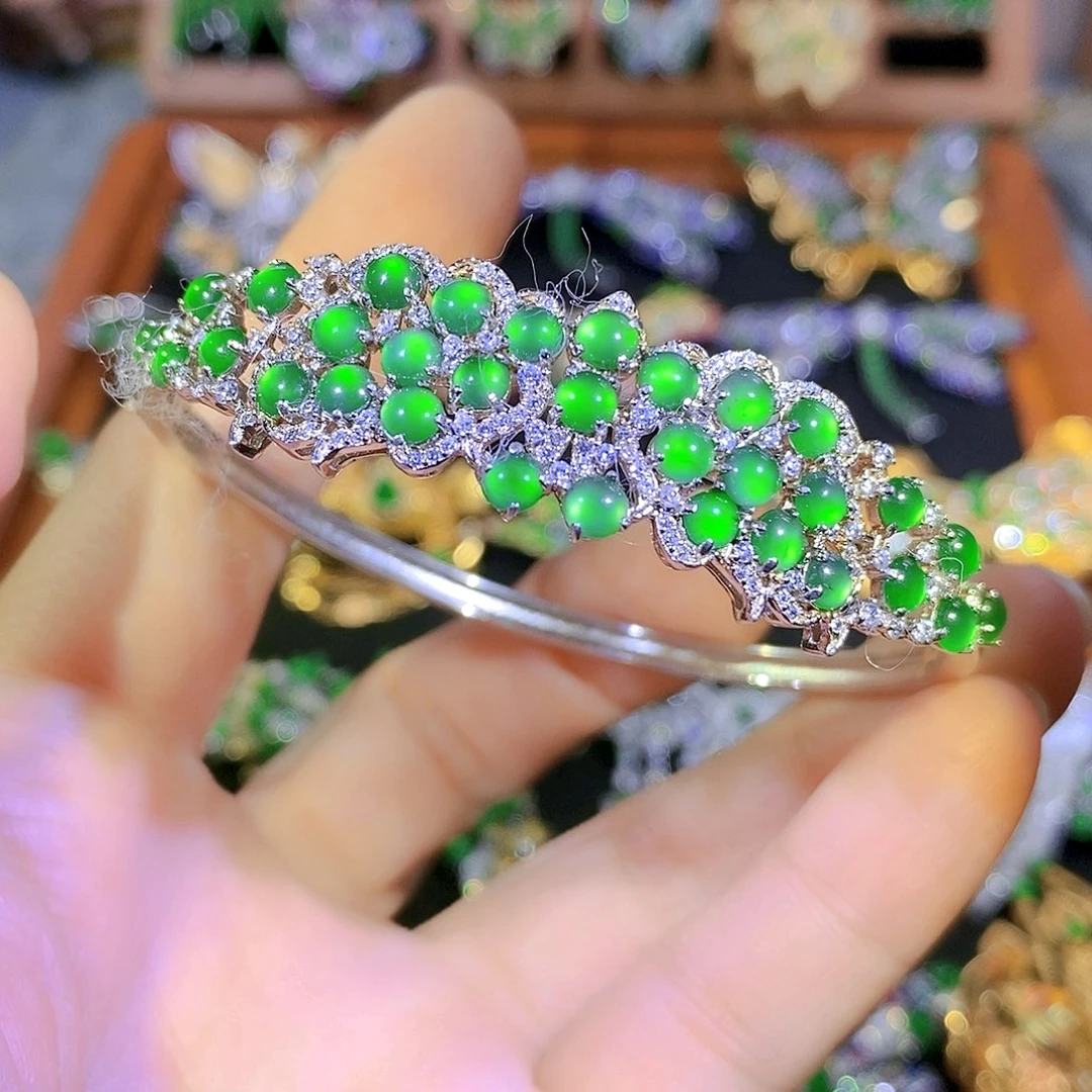 吊坠(不含链)银S925镶嵌翡翠