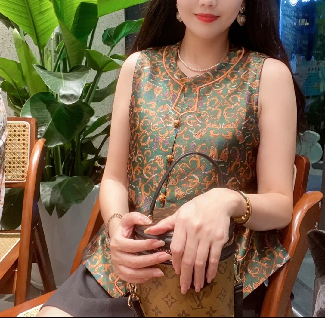 尘世间中国风开衫马甲提花优雅圆领复古女士坎肩民族风