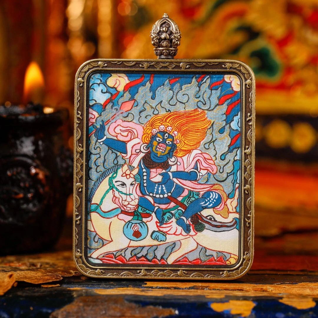 【雪堆白官选】吉祥天M吊坠 纯手工绘制唐卡 多样性发货发其一