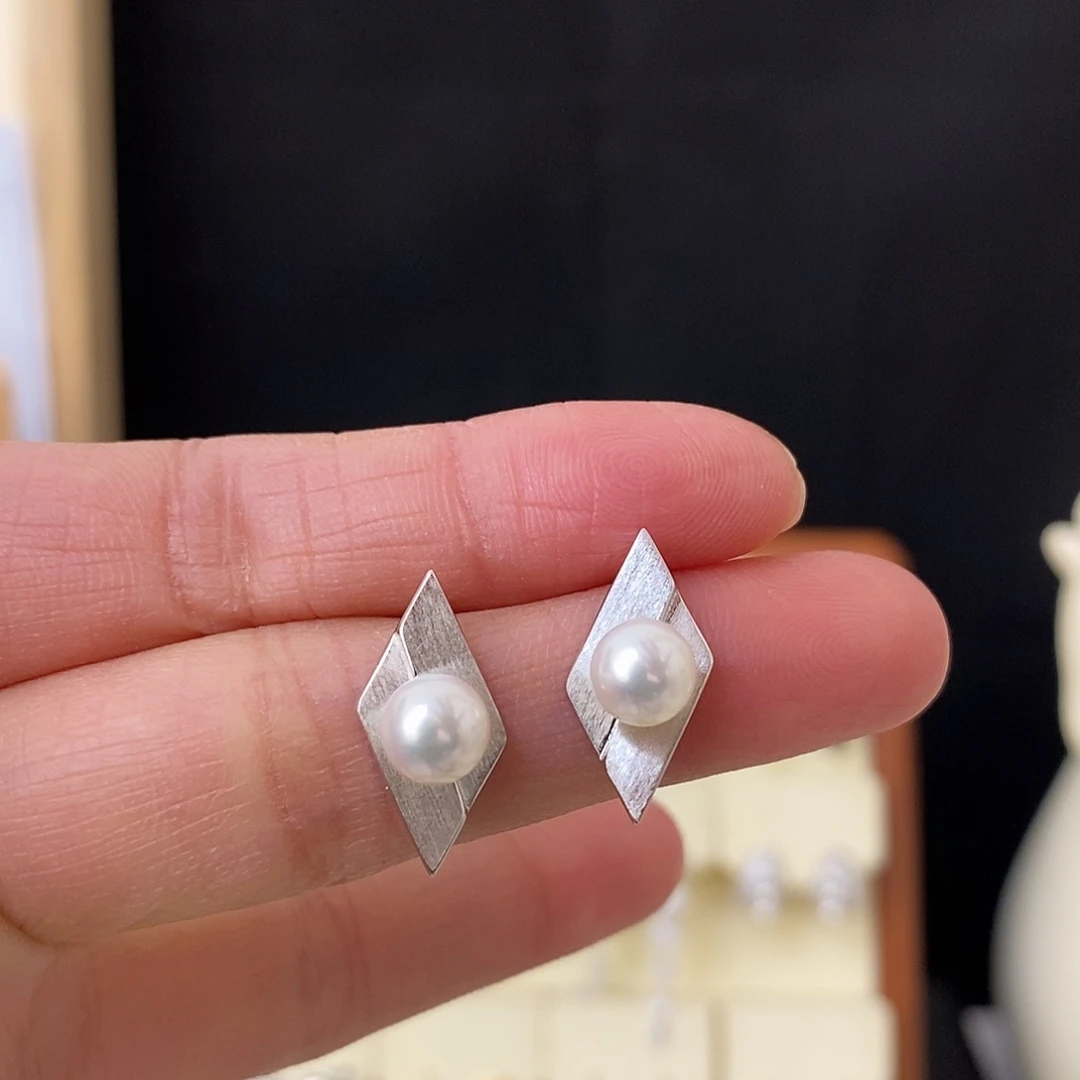 淡水珍珠耳饰银S925镶嵌