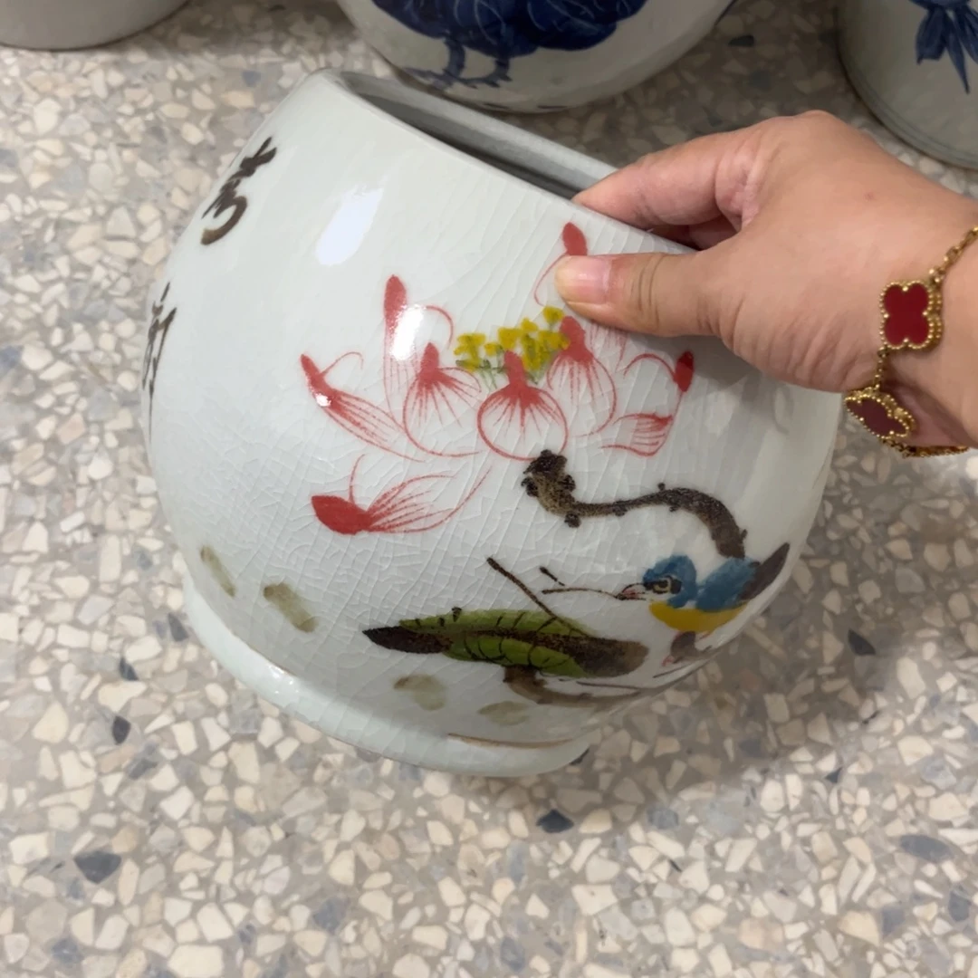 景德镇陶瓷花盆花盆口不圆