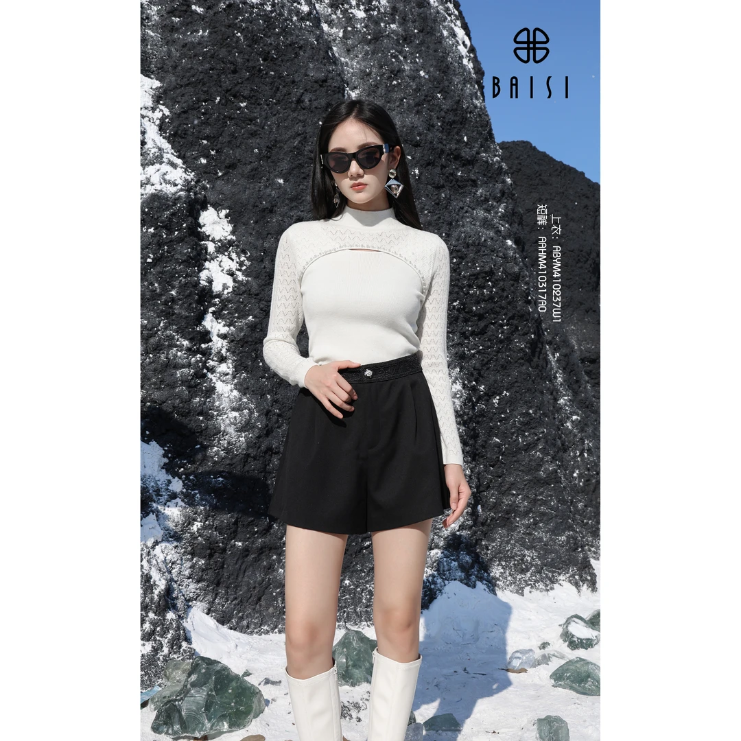 百丝/BAISI商场同步AAHM410317A0时尚百搭冬季短裤