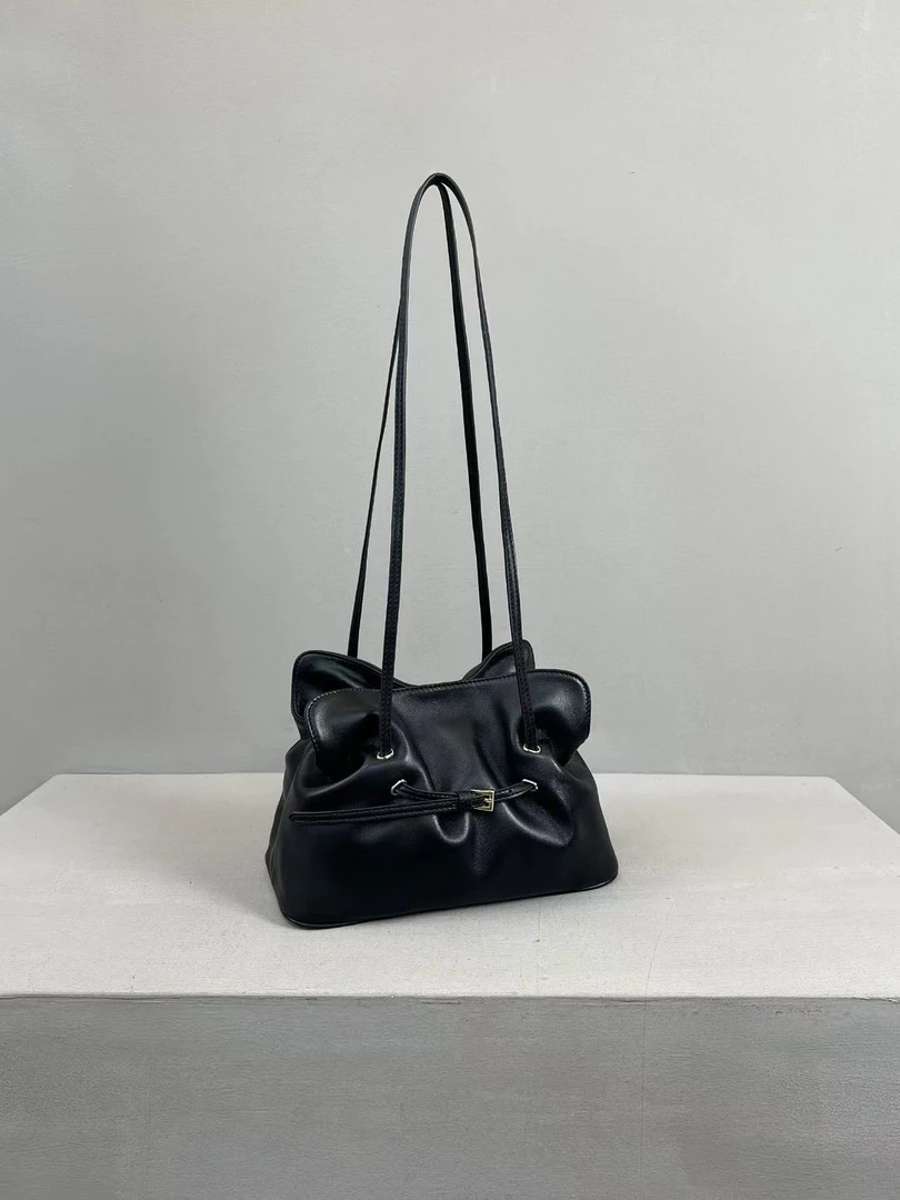 头层羊皮里外全皮hobo腋下包皮带扣云朵单肩包女2025饺子包托特包