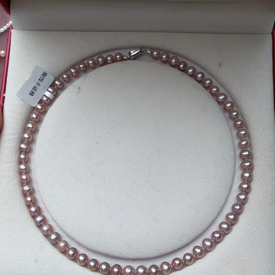 淡水珍珠银S925镶嵌颈饰7-8mm