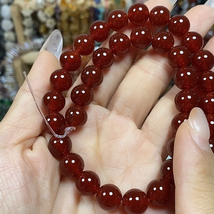 玛瑙/玉髓未镶嵌珠宝半成品A级红玛瑙卡10mm