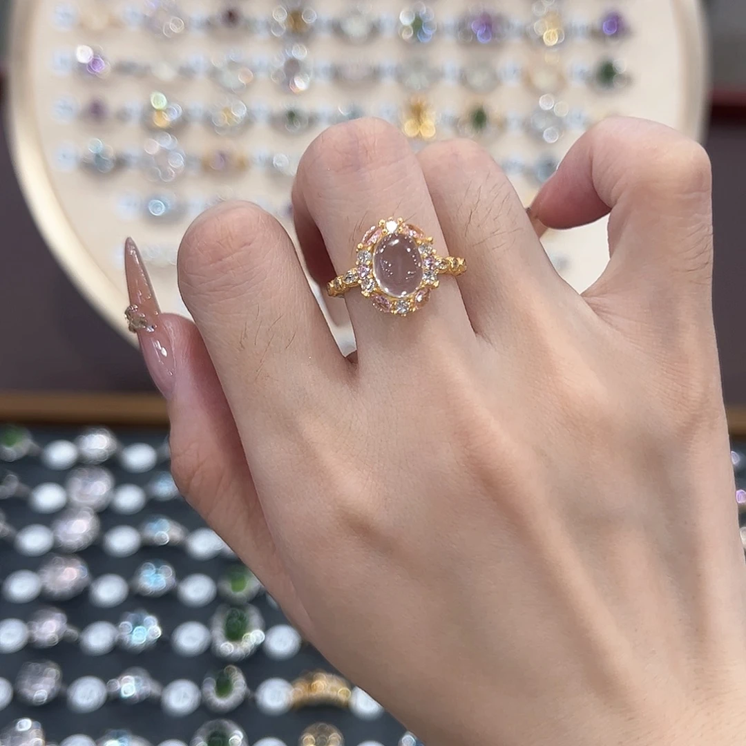 蛇纹石玉银S925镶嵌戒指