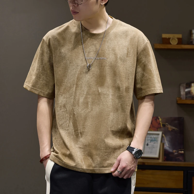 LEIGHZ/雷茨短袖t恤男士简约印花上衣夏季新款宽松圆领半袖体恤