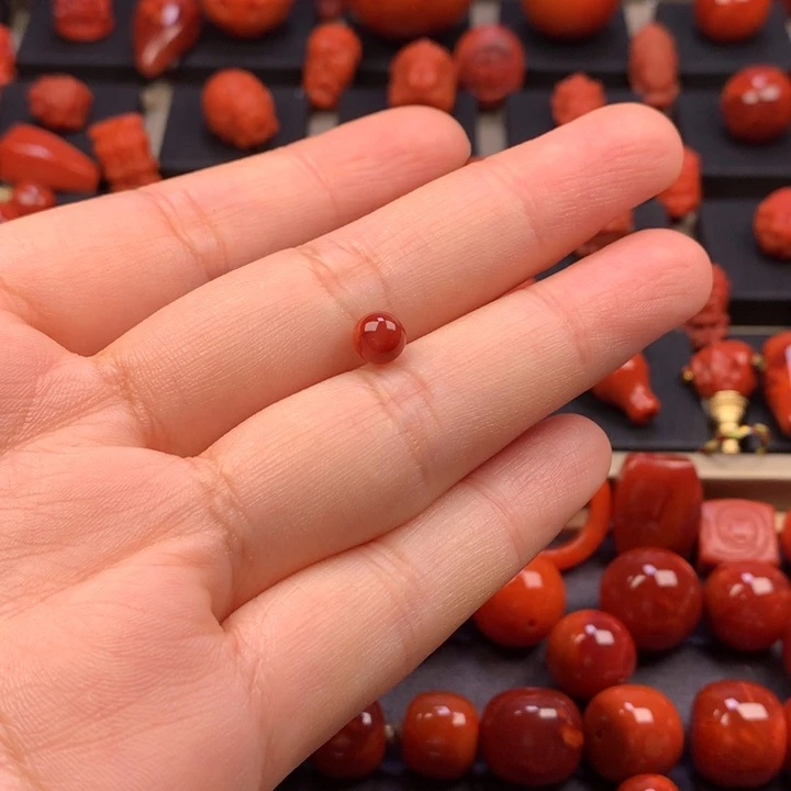 H***N南红玛瑙未镶嵌圆珠单珠5.8MM