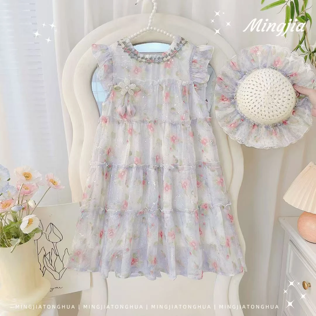 【送帽子】女童连衣裙2025夏季新款公主裙网纱裙夏装可爱洋气背心裙