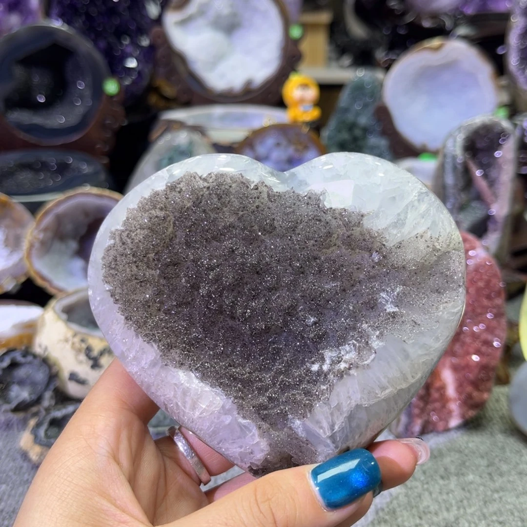 未镶嵌紫晶摆件爱心