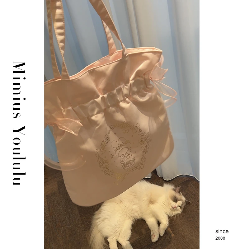 【mimius】&喵喵 樱花粉蝴蝶结购物包(可放13寸电脑) G03266