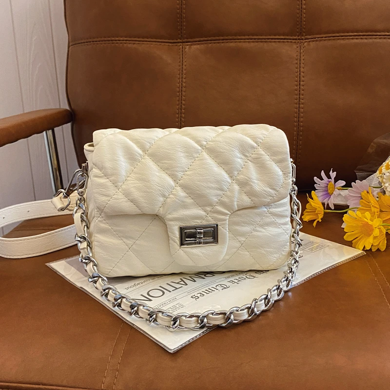 小香风菱格链条包女斜跨黑色女包2025新款豆腐包小方包单肩腋下背