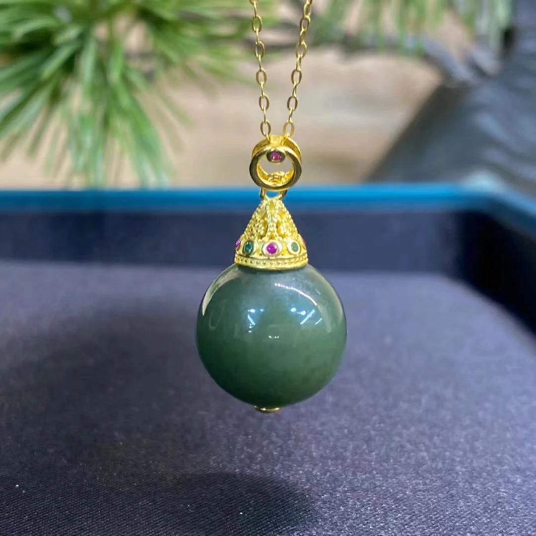 S925和田玉单珠吊坠