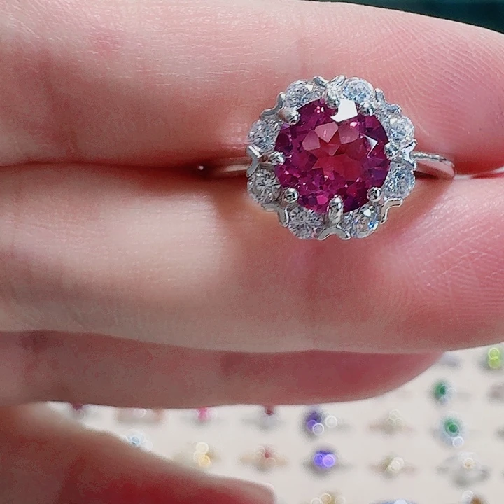 925银合成碳硅石戒指