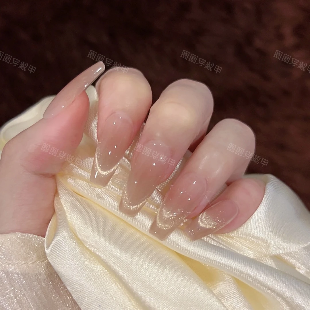 【月半弯 】手工穿戴甲10片装可拆卸爆款气质穿戴甲(有收纳盒)