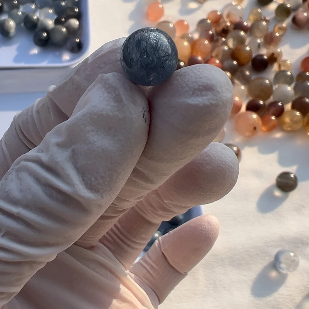 水晶水晶蓝兔毛单珠9定制打孔不退换未镶嵌哆****?