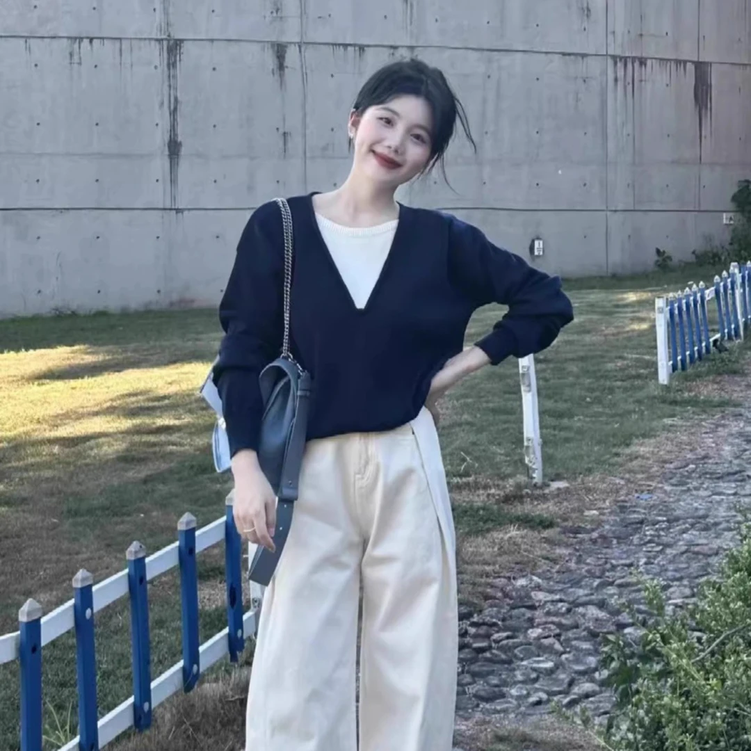 胖mm300斤软糯假两件针织衫2025新款秋冬韩系高级感穿搭chic上衣