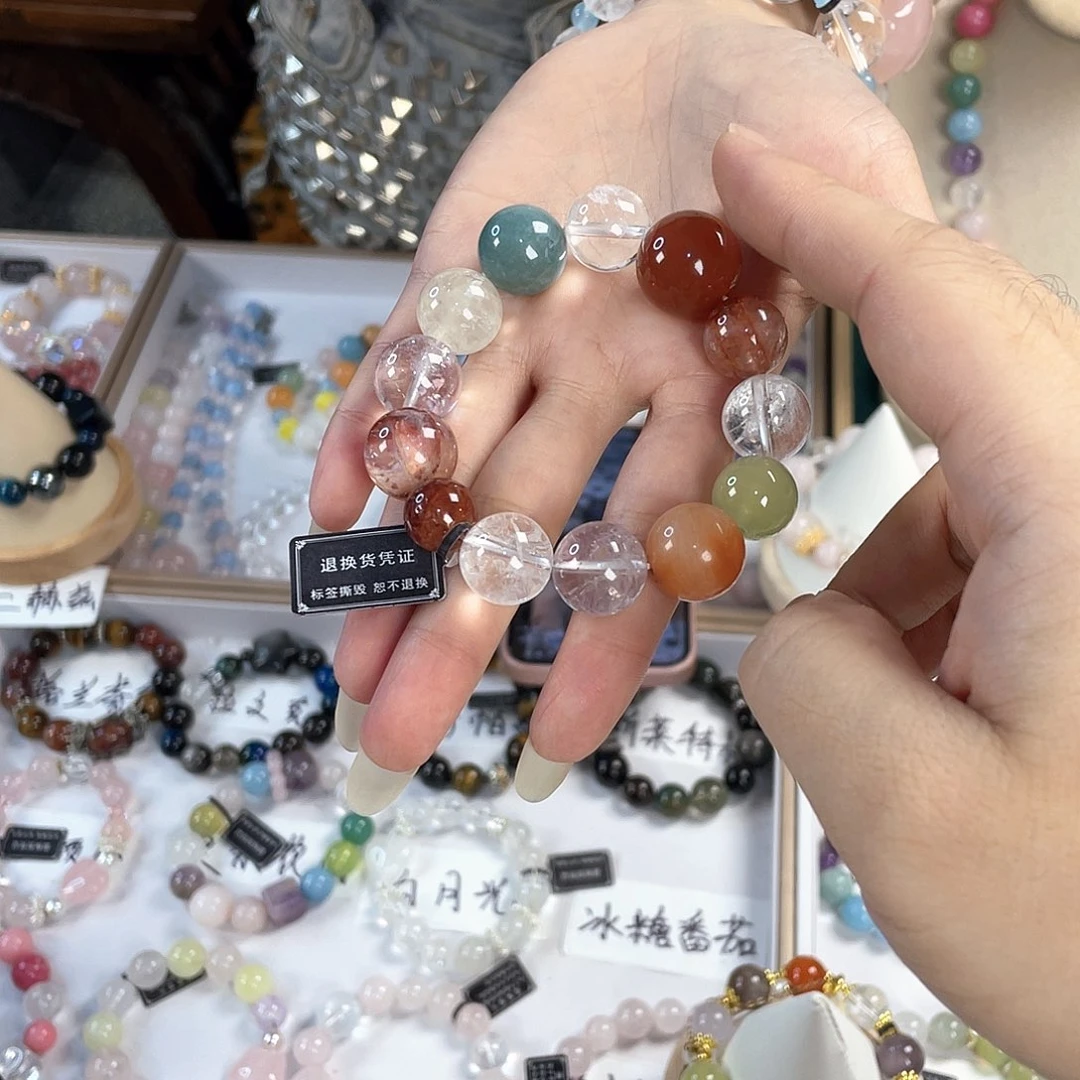 水晶手链银S925镀金镶嵌