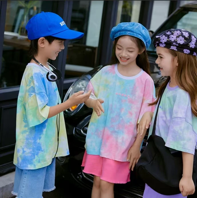 男女同款纯棉短袖T恤半袖扎染渐变2025夏季新款宽松休闲短袖上衣