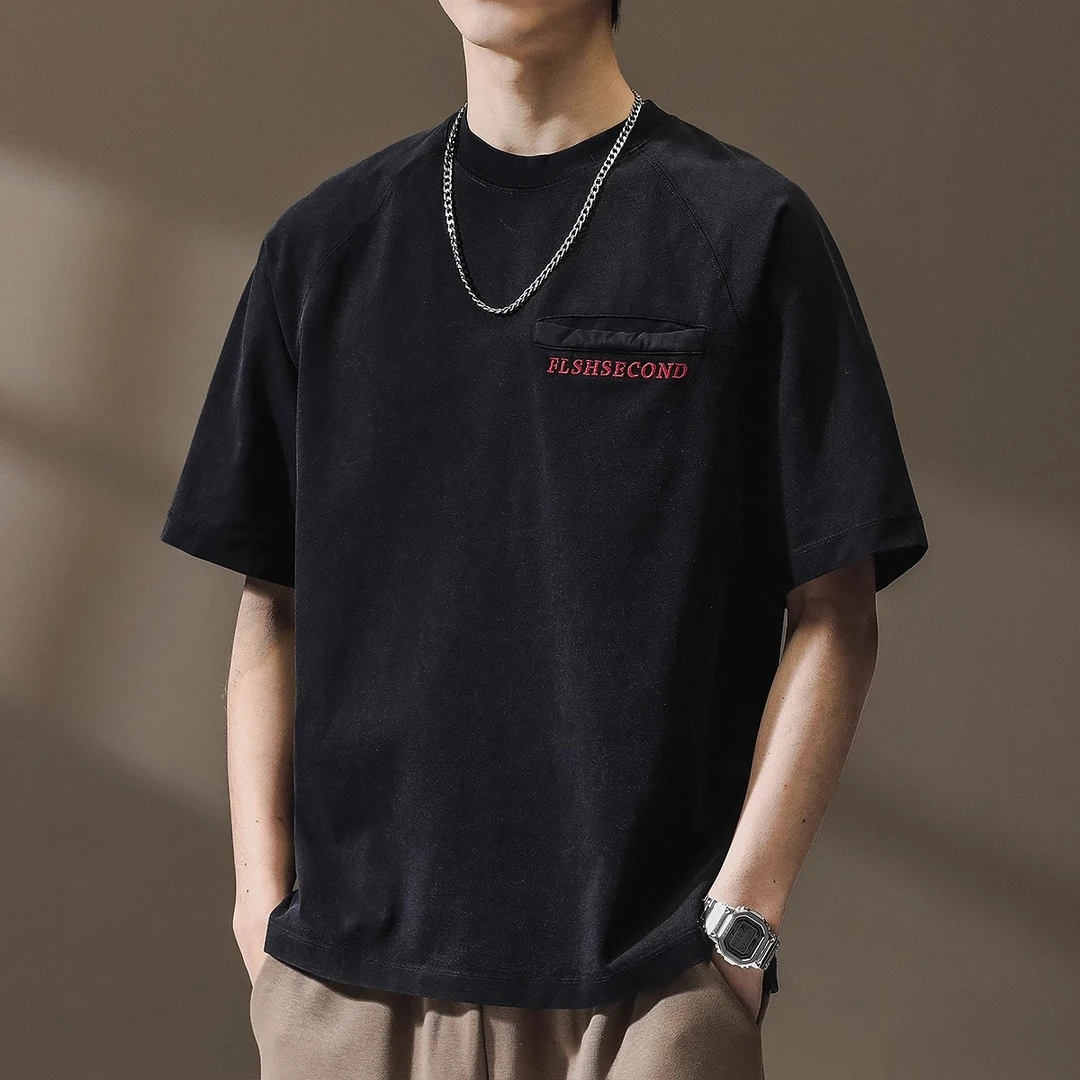 U&PURA新款美式重磅工装短袖T恤男款夏季宽松美式潮流百搭半袖t恤