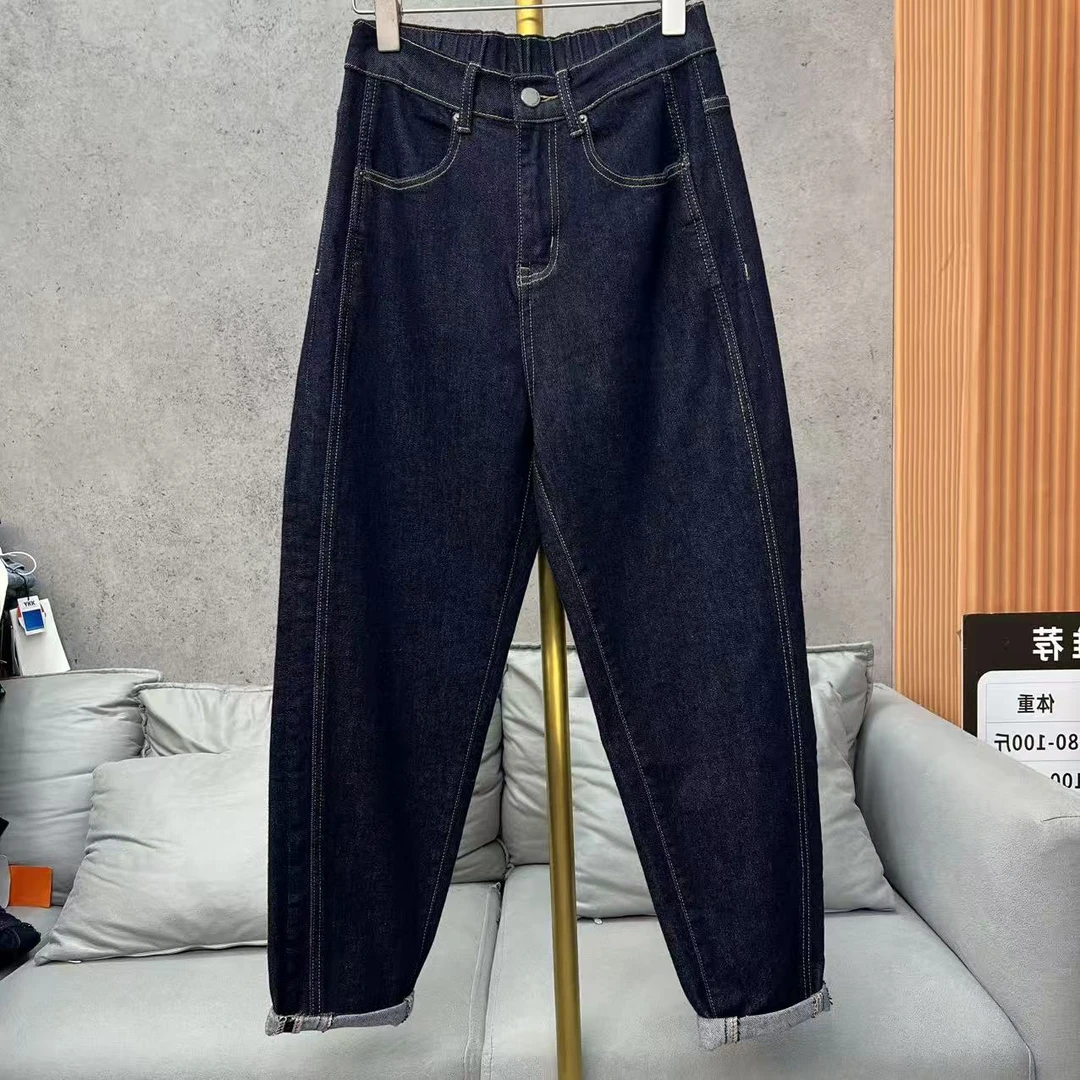 单宁色不掉色老爹裤中高腰女秋季牛仔裤百搭小垮裤1016款