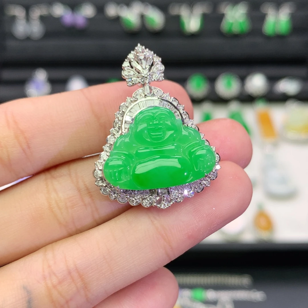 翡翠18K金镶嵌吊坠(不含链)