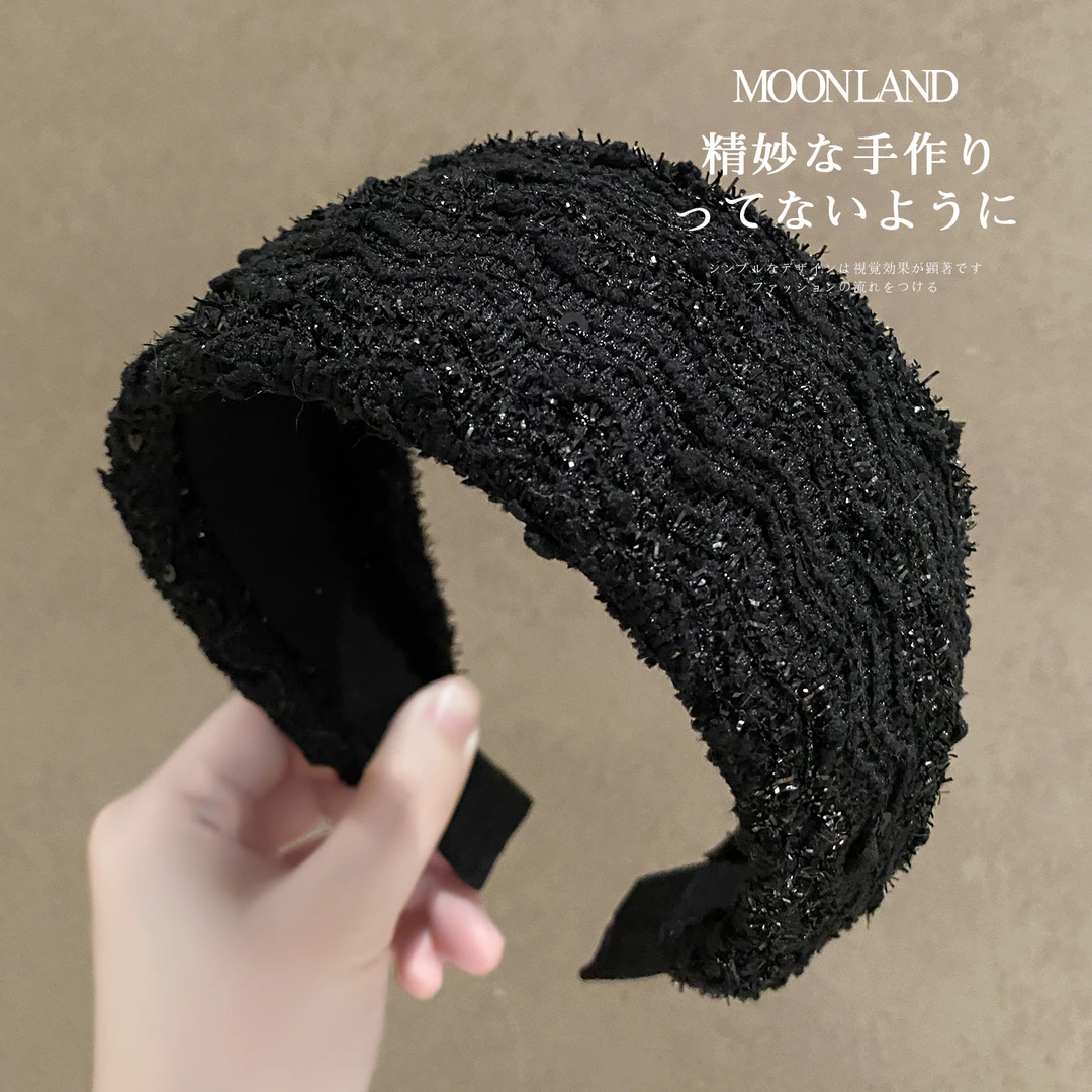 高级感复古黑色宽边发箍女款高颅顶洋气时尚发卡日常外戴洗脸头箍