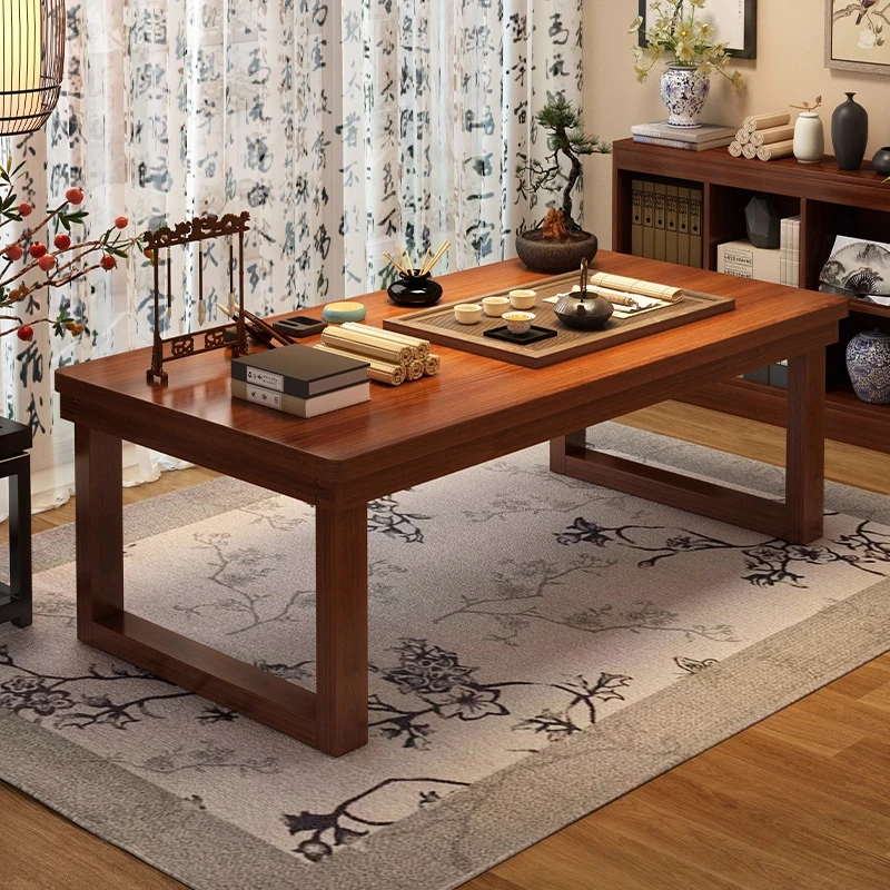 新中式书桌实木腿卧室书法桌办公桌学生学习写字桌禅意画案大桌子