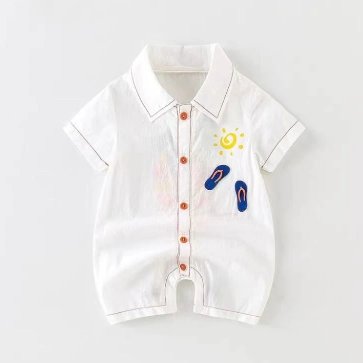 婴幼儿夏季新款半袖连体洋气宝宝夏季简约舒适短袖外出爬服