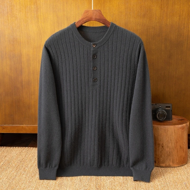 （周舟）男士系扣半开针织衫长袖MYK-M70