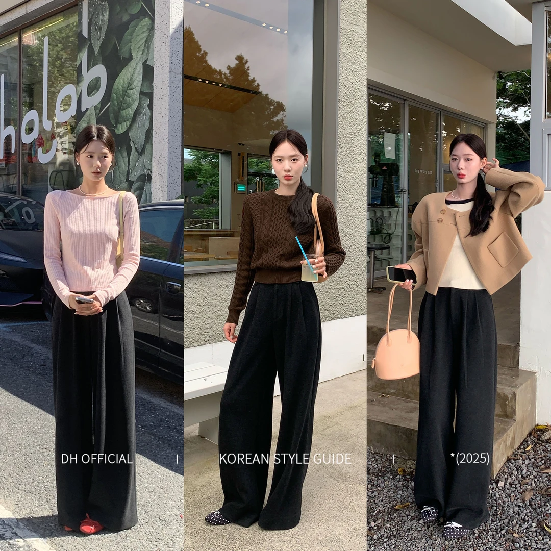 DH OFFICIAL 大花【高知裤返场】秋款显瘦直筒垂感高腰阔腿休闲裤